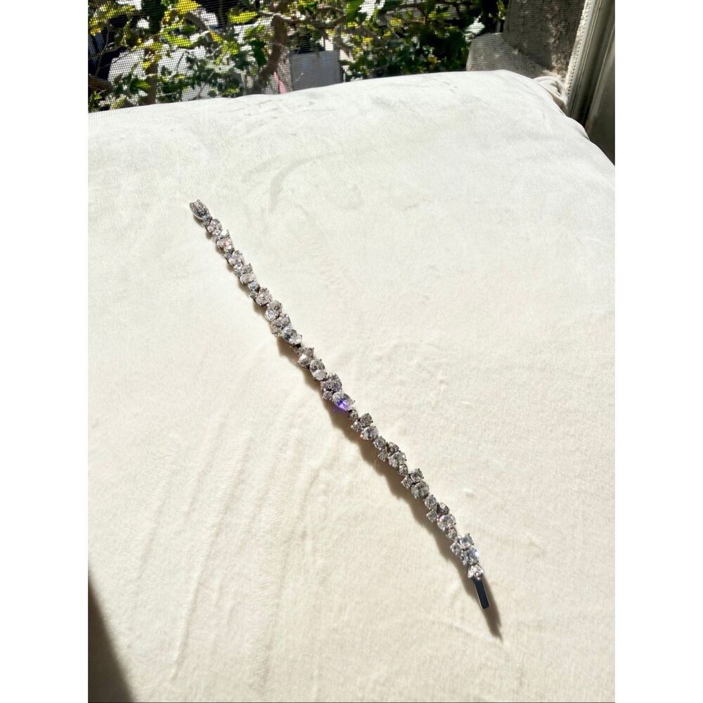 Nadri Cubic Zirconia Tennis Bracelet Silver Crystal Wedding Bridal 7.5”
